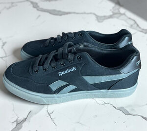 Reebok Men's Canvas Sneakers Black Gray Low Top Lace Up Casual Shoes Size 11